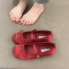 2025 Spring Evening Breeze Temperament Purple with Skirt Shallow Mouth Single Shoes Gentle and Cute Inner Increase Ballet Shoes Women's Shoes