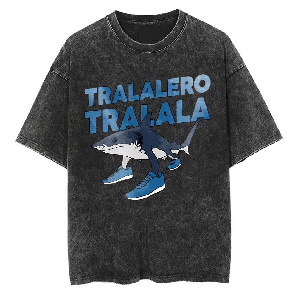 Yk Tshirt Men New In Top Tees Mens TShirt Vintage Washed Bombardiro Crocodilo T Shirt Funny Plane Bomber Crocodile Meme