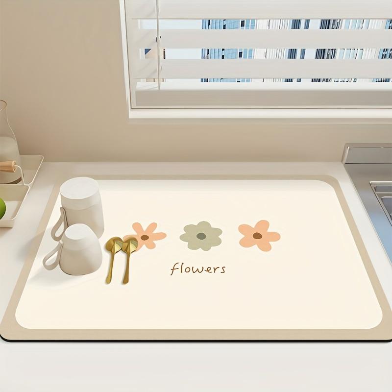 Floral Pattern Anti-Slip Mat for Dish Drying and Table Decoration with Heat Insulation