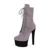 15Cm suede short boots model catwalk shoes women's runway sexy high heels pole dance boots