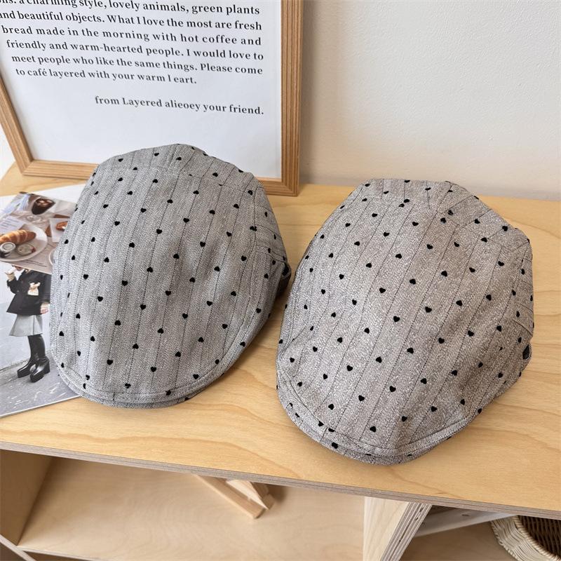 Retro niche striped forward hat women's spring and summer thin face small beret student couple cap men