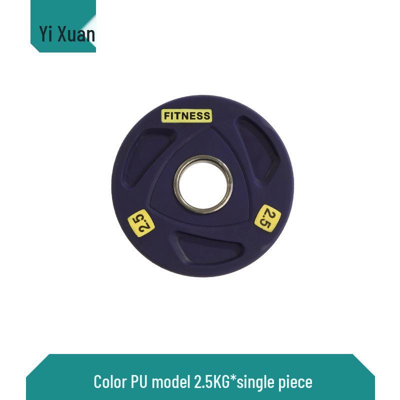 Colored PU Barbell Plates with Rubber Coating and Hand Grips for Weightlifting and Competition
