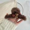 Plush Bow Teddy Bear Shark Hair Clip - Cute Autumn/Winter Updo Accessory
