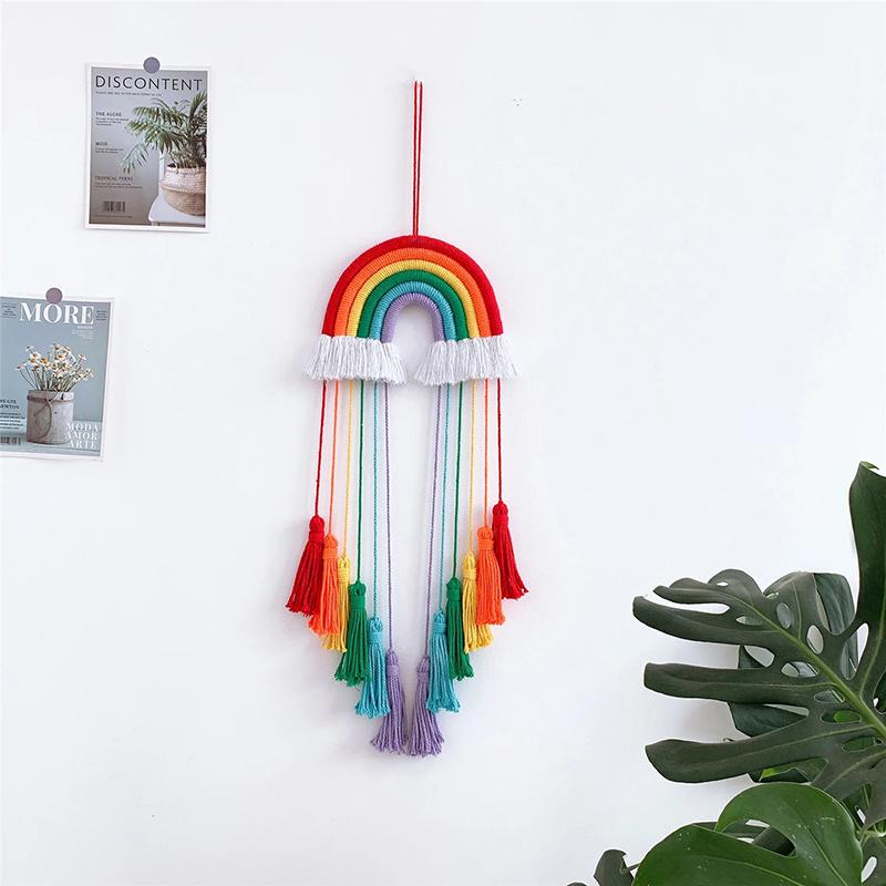 Bohemian Style Rainbow Wall Hanging, Rainbow Fabric Decoration For Home, Room, Classroom, Dorm Or Party, Bohemian Style