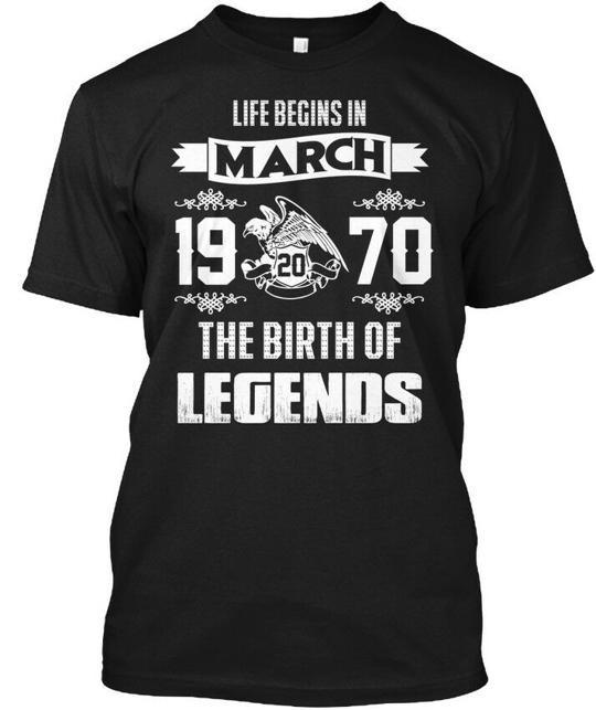 Legend Born In March 20th 1970 T-Shirt Made in the USA Size S to 5XL M