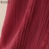 ZANZEA Summer Women Ruffled Sleeveless Lace Hem Frills Casual Tank Tops