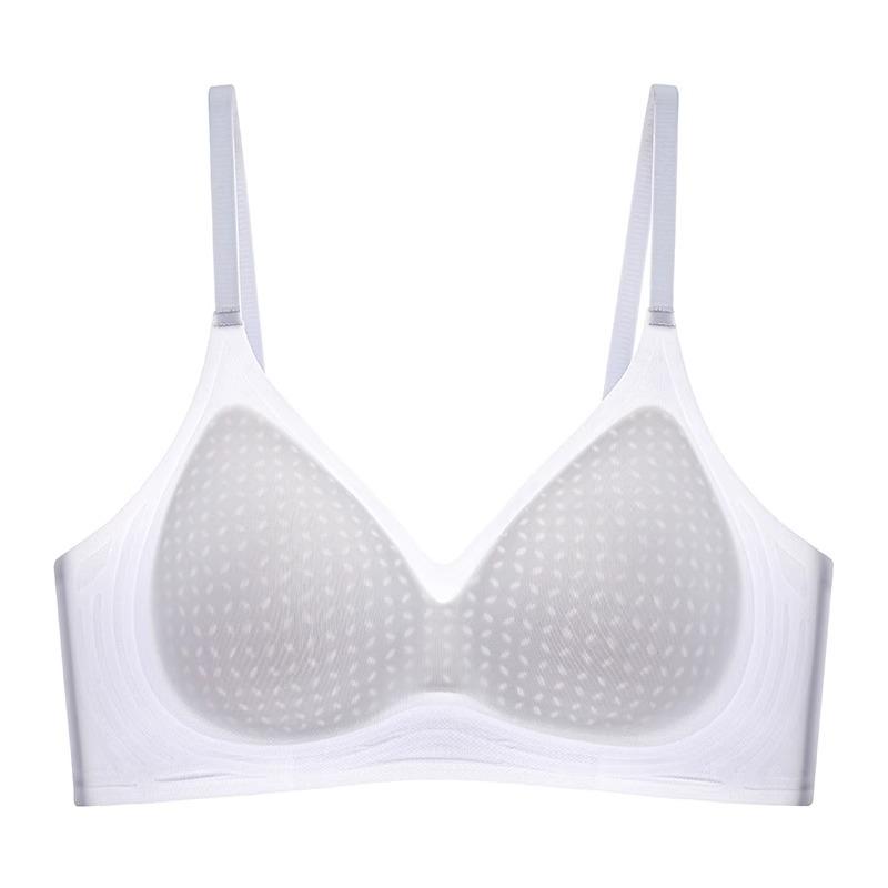 Langsha Underwear Women's Summer Thin Ice Silk Breathable and Seamless Small Breasts Gather Bras Without Steel Rings