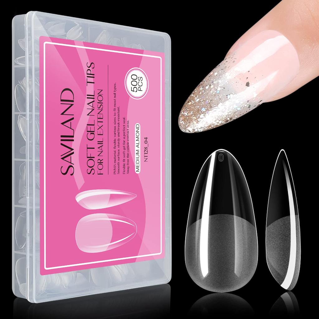 Saviland Clear Nail Tips, 550 Pieces, Ultra-Thin Clear Tip, 10 Sizes, Easy To Use, Natural Fit, Matte, Nail Lengthening (04)