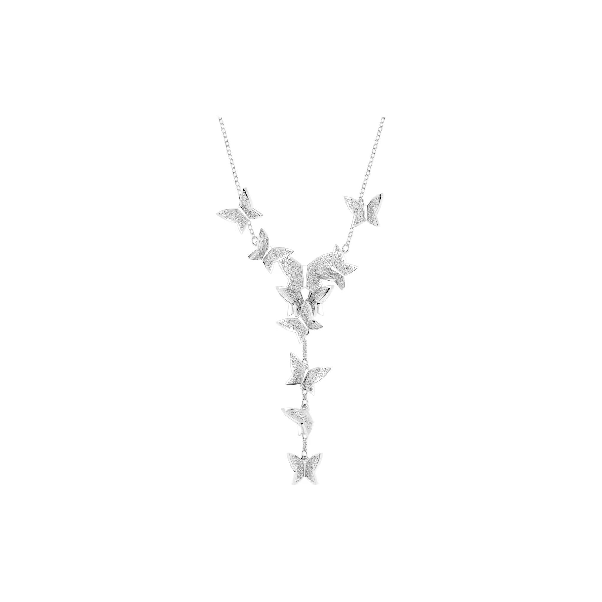 Swarovski Lilia Y-Shaped Butterfly Pattern Choker Necklace Women necklace White 5636415 Box (Random Color)