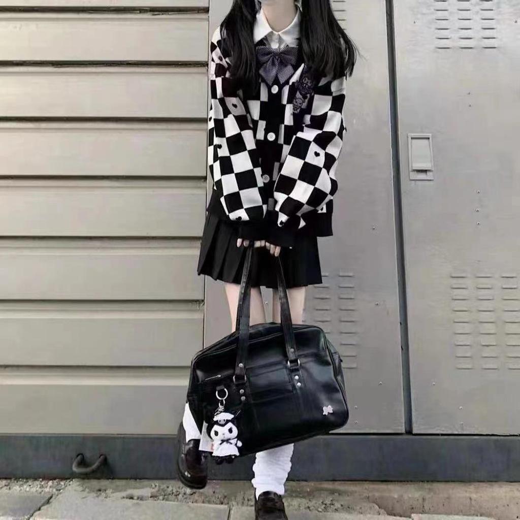 Women's Trendy Checkerboard Soft Loose Niche Sweater Cardigan for Autumn & Winter