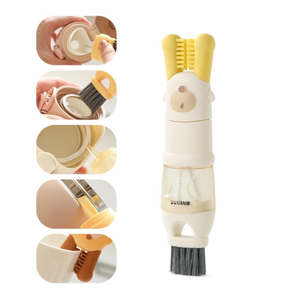 

Багатофункціональна чашкова щітка 5 в 1. Багаторазова щітка для чищення канавок Мультяшні чашкові щітки бежевий