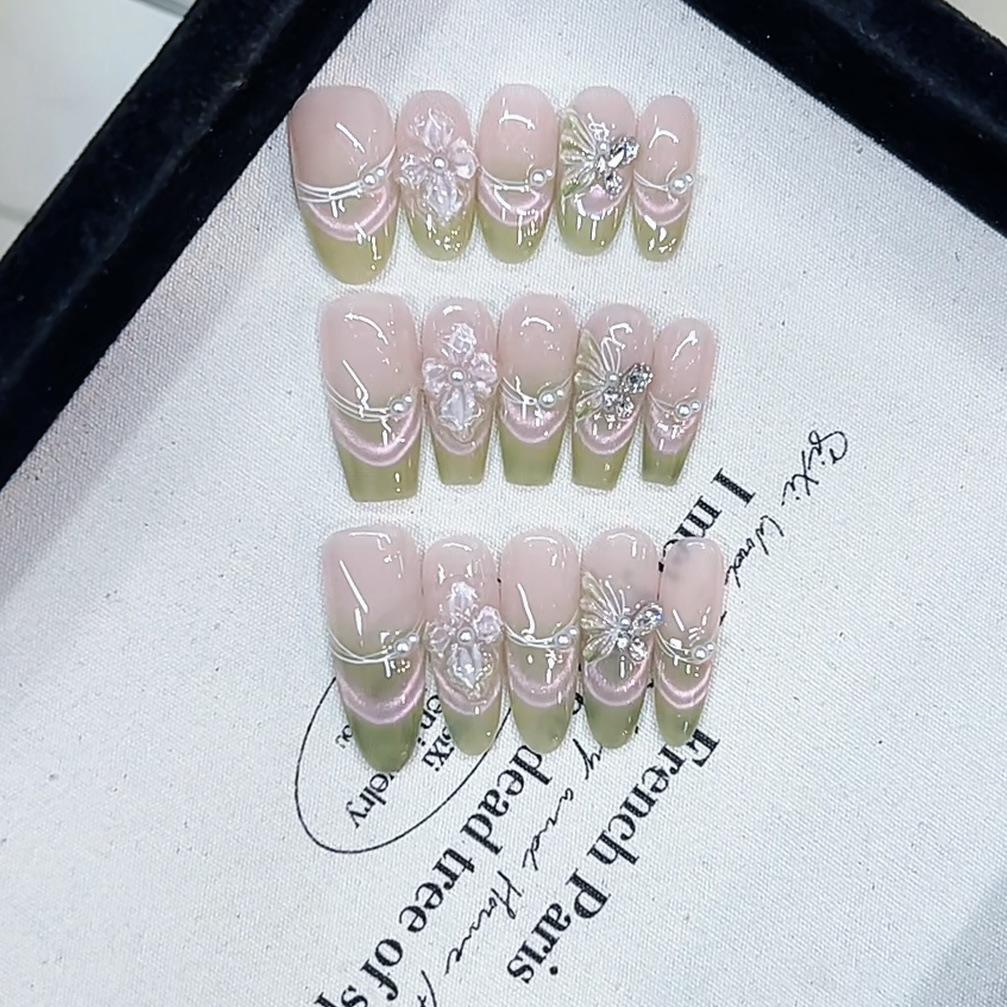 

Чистая броня для ношения на руках Новая красочная гуава Трехмерный пятилепестковый цветок Французский кошачий глаз Наклейка для нейл-арта Large L