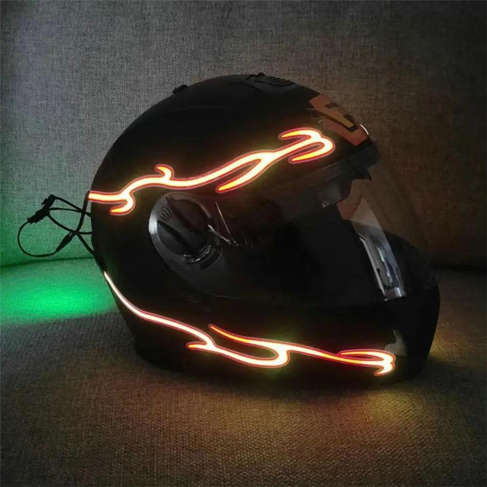 1Pair Motorcycle Helmet LED Cold Light Waterproof Strip Sticker Flashing Warning