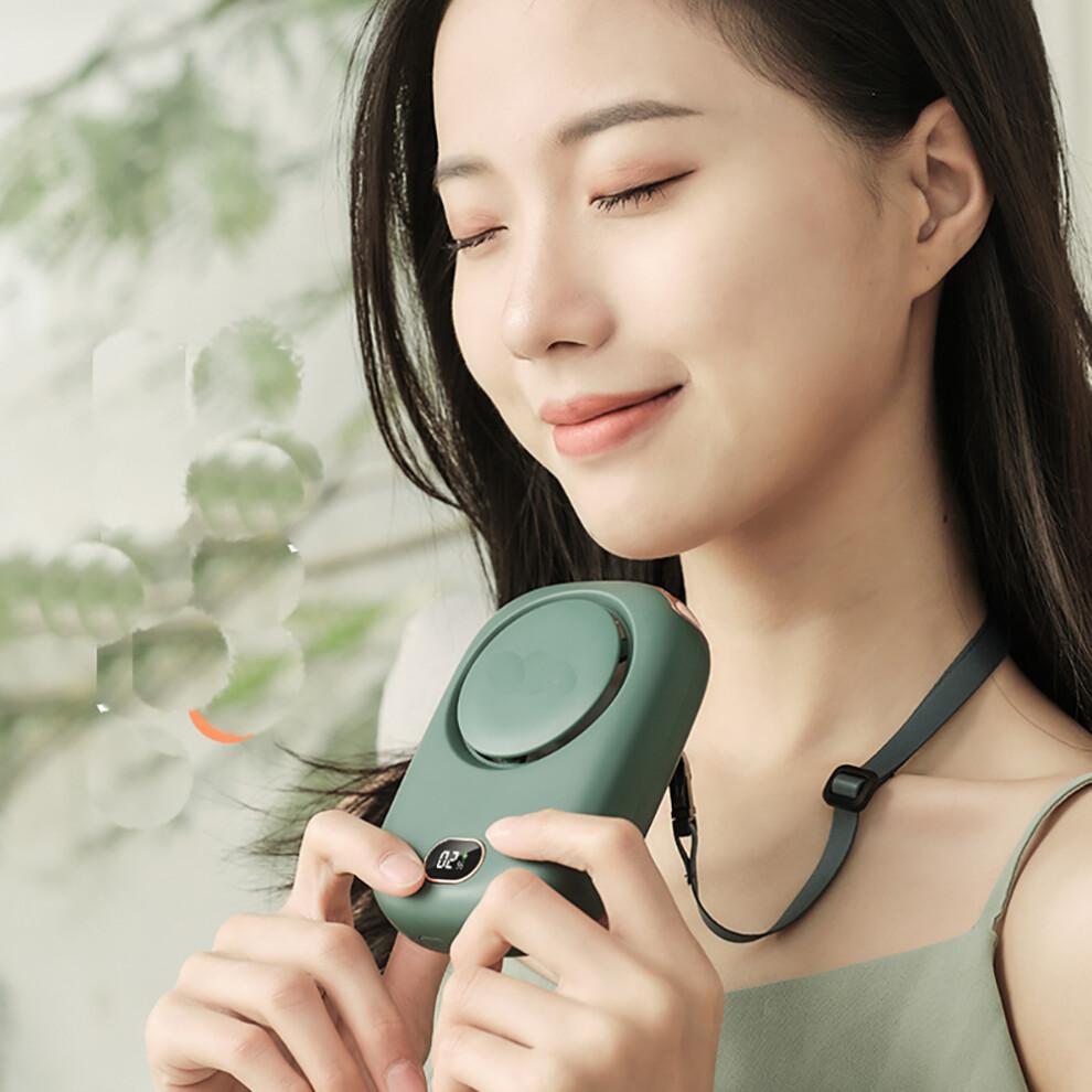 Portable Neck Fan with LED Display, Battery Powered Necklace Fan with Over 10 Hours Working Time on Setting 1, for Running, Hiking, Camping, and