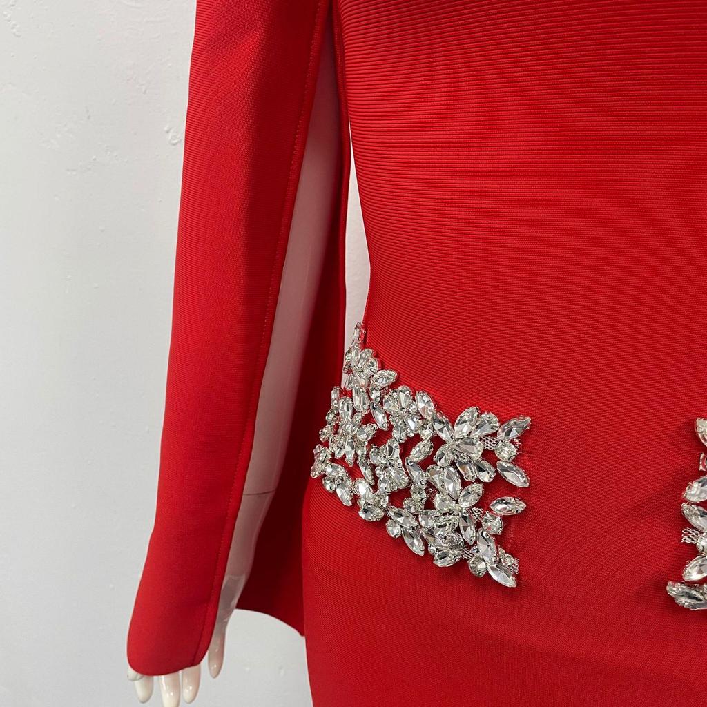 Women's European & American Rhinestone Bandage Evening Dress