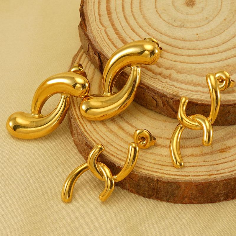 European & American Minimalist 18k Gold-Plated Stainless Steel Geometric Earrings