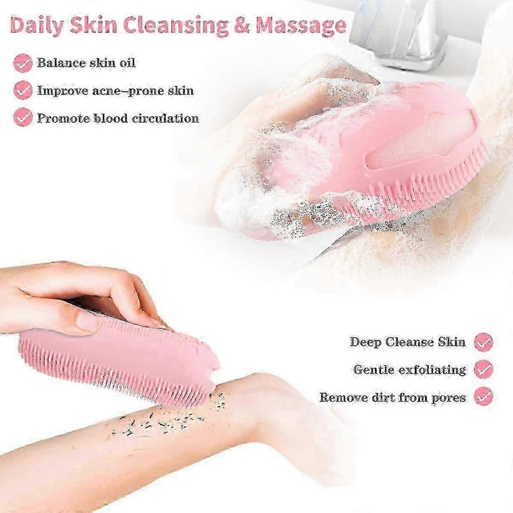 3 Pack Double Sided Silicone Body Scrubber Bath Brush for Deep Cleansing, Exfoliating, Super Soft Si