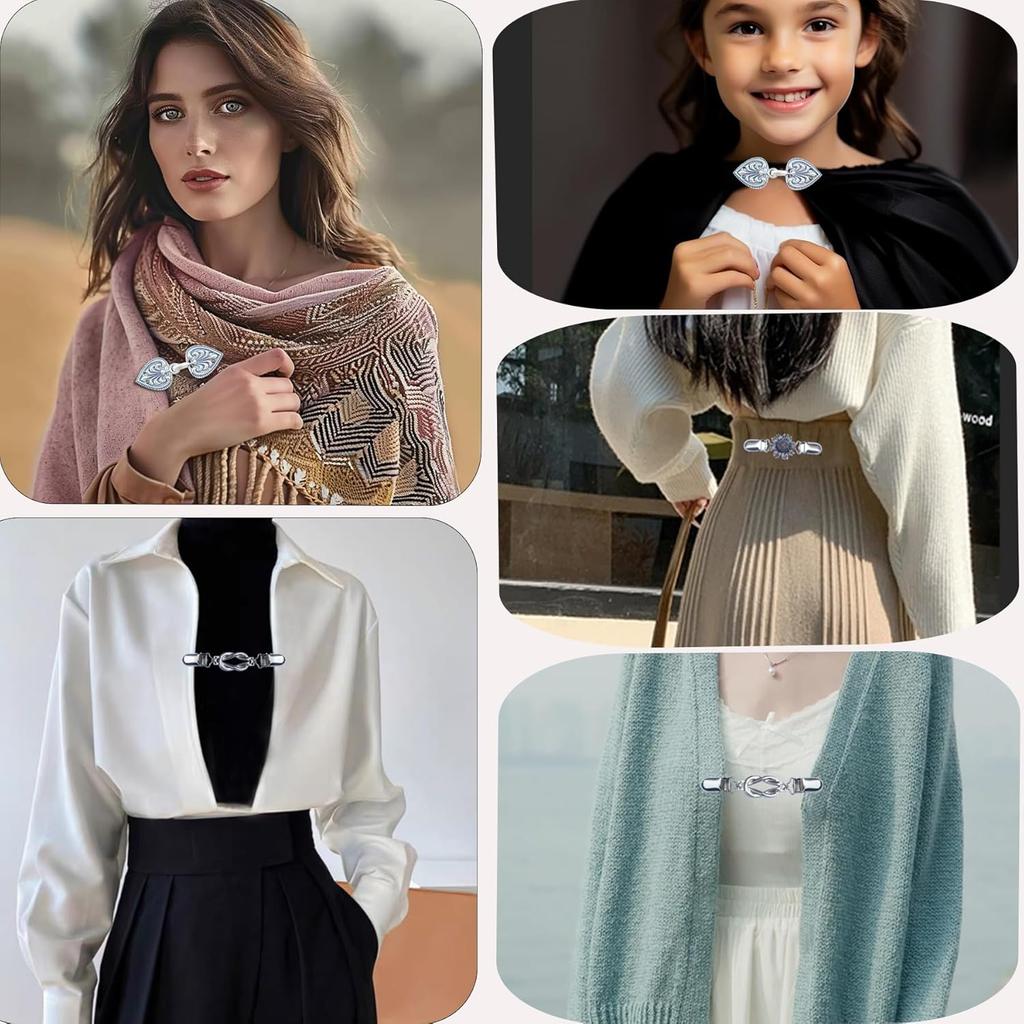 3PCS Dress Clips Back Cinch Retro Silvery Sweater Dress Clothing Cincher Clips to Hold Sweater Toge Shirt Tightener Clip for Different Women Clothing