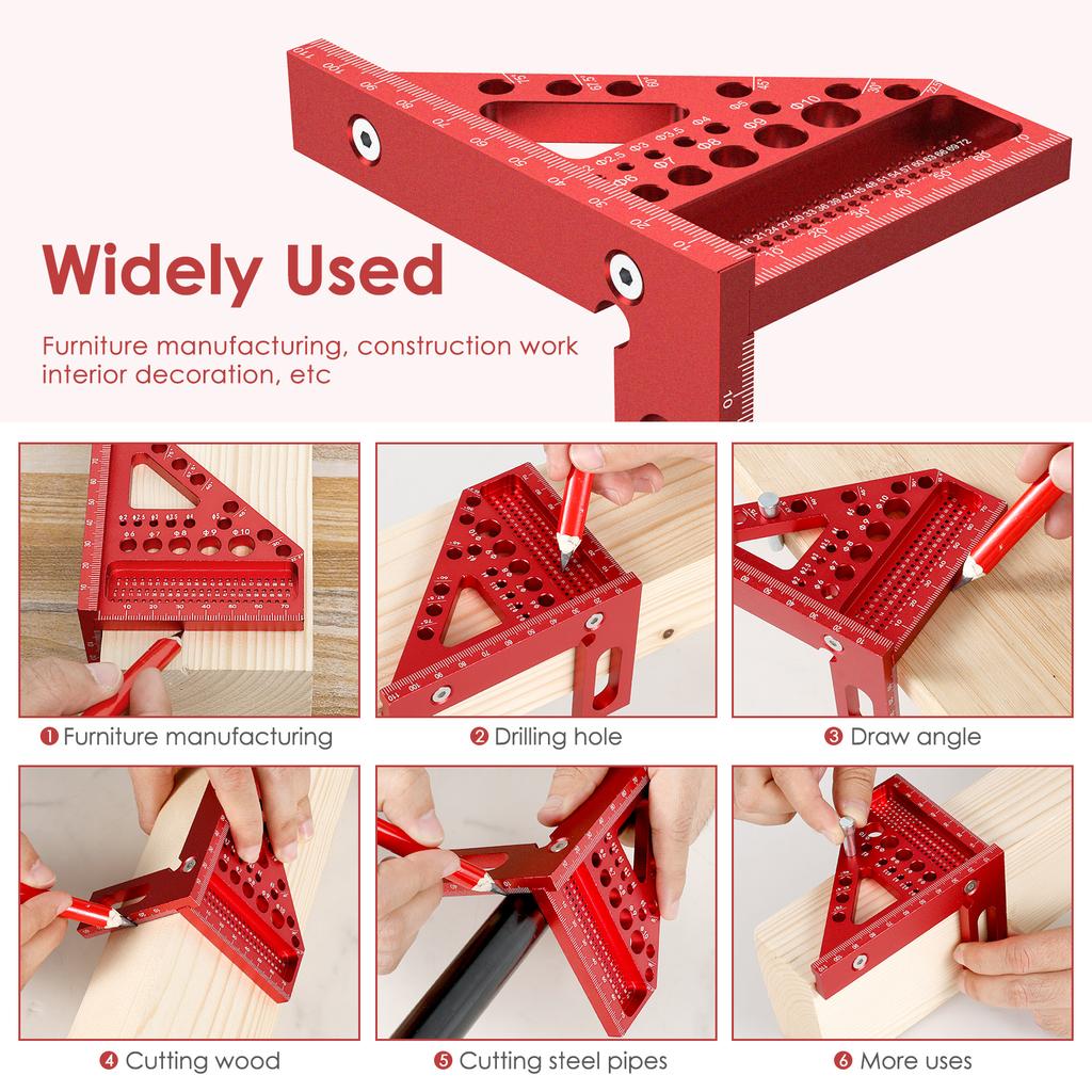 Holzbearbeitungs-Winkelmesser 3D Multi-Winkel-Messlineal Multifunktionales Ingenieur-Winkelmaß für Holzbearbeitung Messwerkzeug