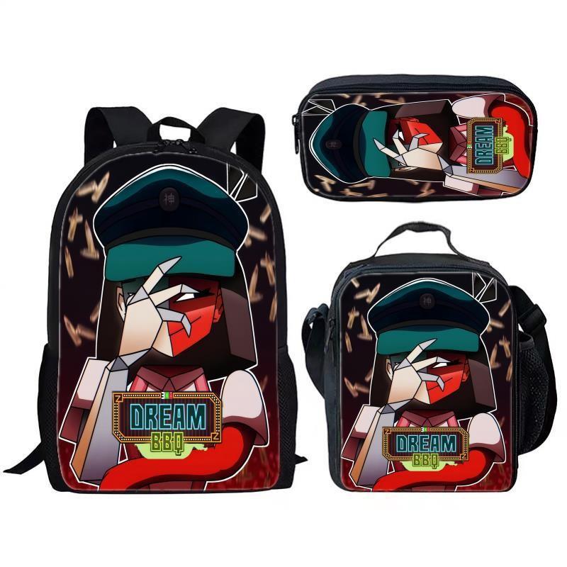Bbq Dream Ena Pattern Printing Backpack Lunch Bag Pen Case Set For Gift Student