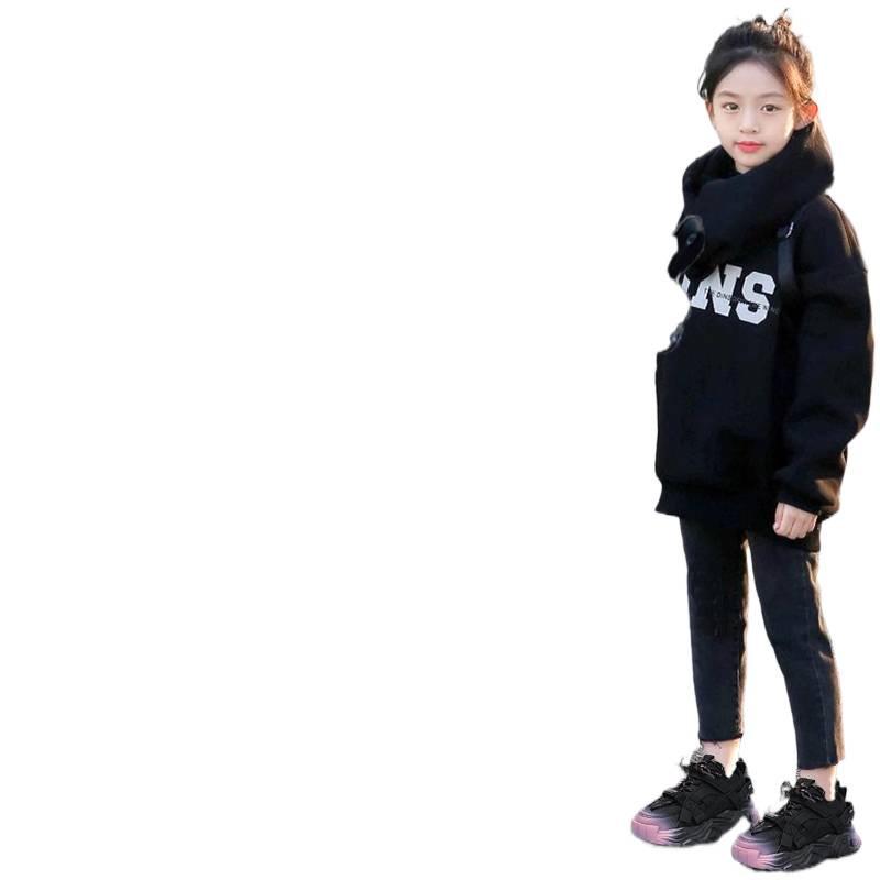 Girls' 2024 Winter Black Velvet Sports Shoes - Soft Sole Cotton Dad Style