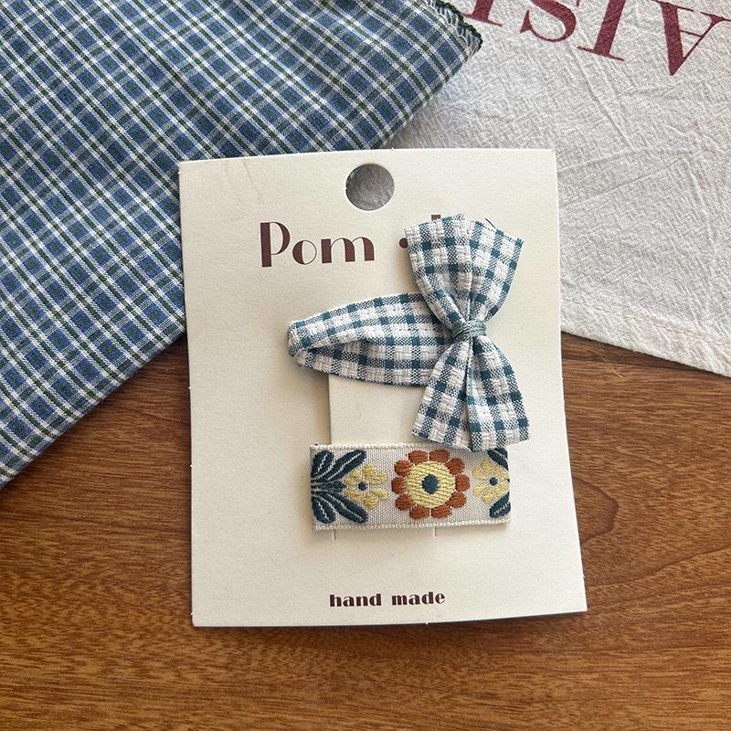 Plaid & Solid Color Korean Hair Bows - Girls' BB Clips and Hairpins