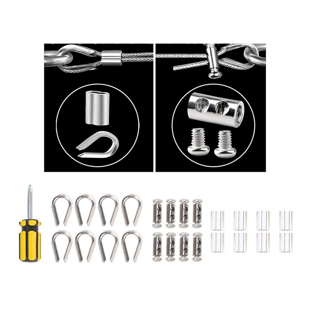 Wire Rope Cable Kit Wire Rope Kit 66ft Length 3mm Diameter 304 Stainless Steel Wire Turnbuckle Lock Kit for Garden