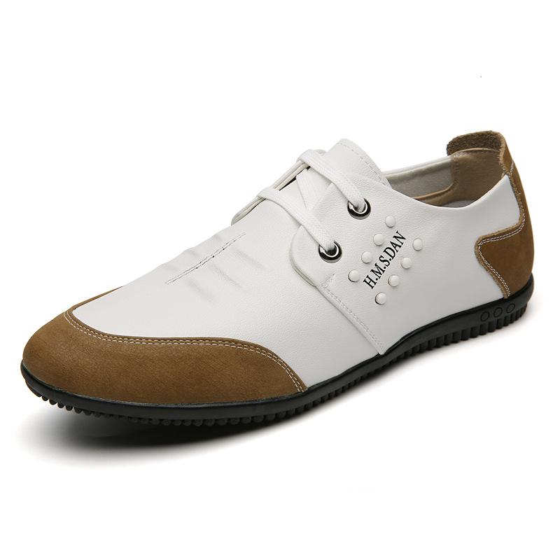 2025 Spring and Autumn New Men's Daily Casual Leather Shoes Men's Youth Versatile White Single Shoes Soft Leather Soft-soled Shoes 3367