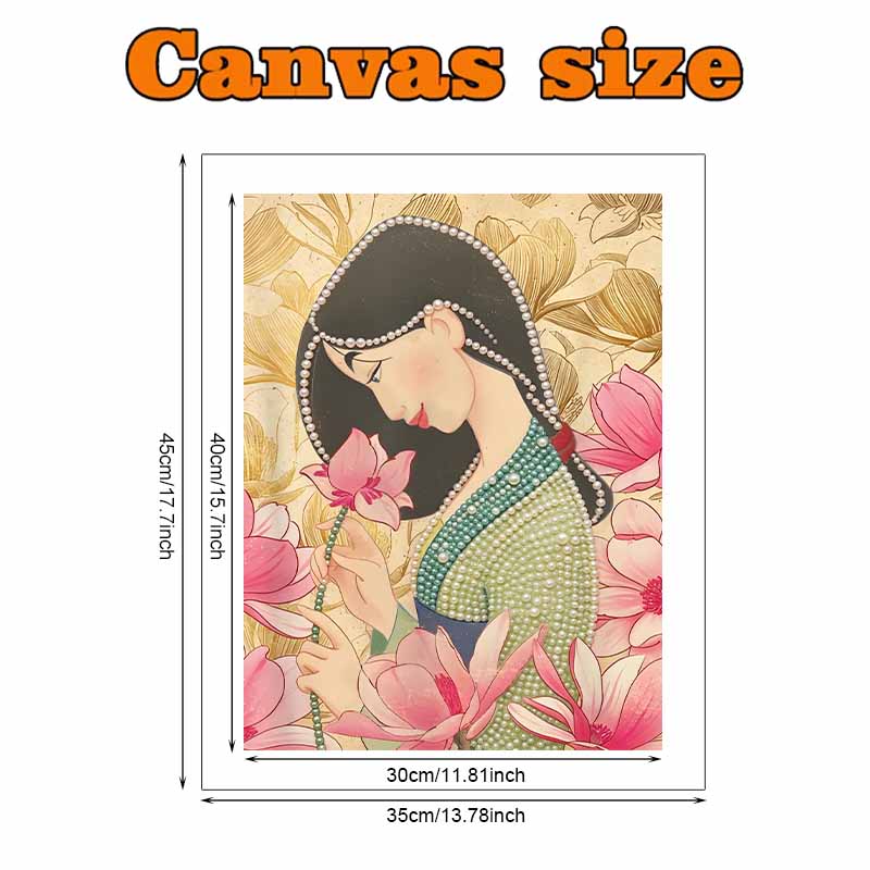 Disney Pearl Painting Mulan Portrait for Beginners and Adults, DIY Pearl Diamond Art Painting Kit for Home Wall Decor Gifts