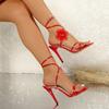 Summer New Rhinestone Three-dimensional Flower Sandals French Ladies Beautiful Style Stiletto High-heeled Women's Shoes