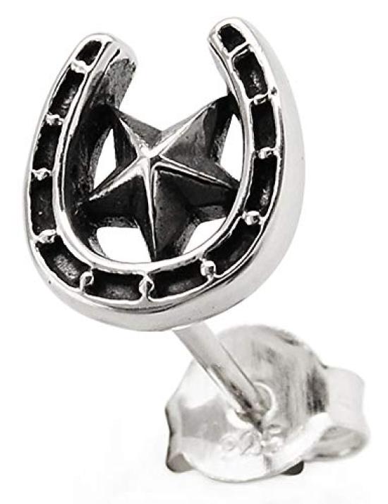 

pi0463 Silver Earrings Earrings Star Horseshoe Sold as 1 per ear [Brand Name 2PIECES] Men s (one ear)