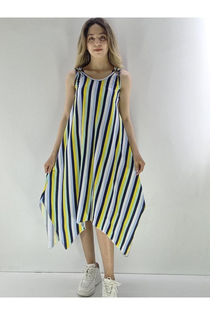 Women's Big Size Dress, Strappy, Buckle Detailed, Asymmetrical Cut, Plus Size Dress