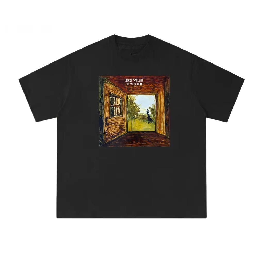 

Jesse Welles-Devil s Den Tees Vintage High Quality Comfortable TOPS Round Neck Unisex Summer Cotton Female Male Clothing Popular S