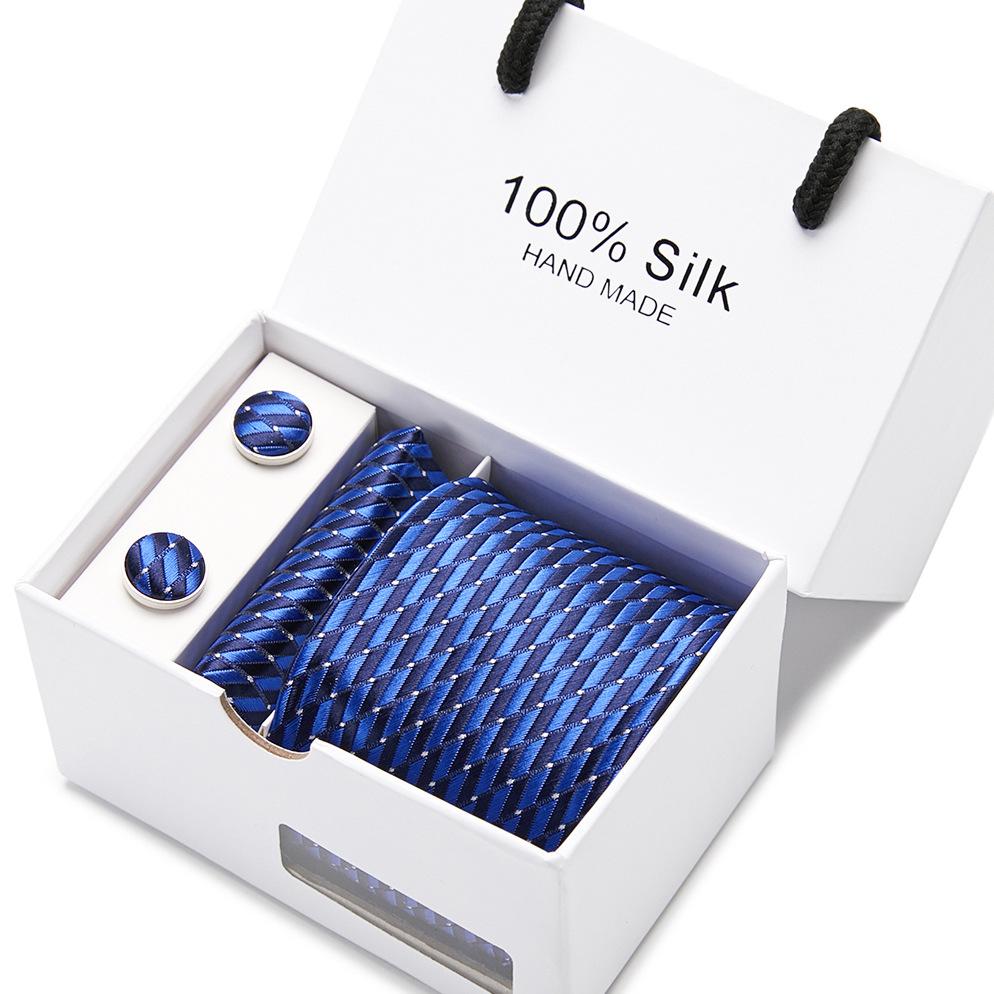 Men'S Tie Gift Box 5-Piece Set Tie Pocket Towel Scarf Cuff
