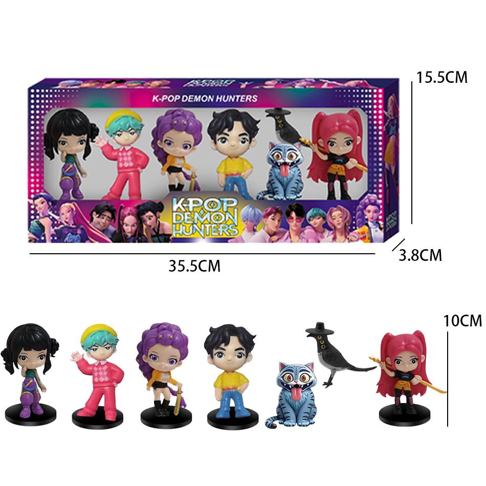 Neues 6-teiliges Set 10CM Anime Kpop Dämonenjäger Jungen und Mädchen Serie Figur Spielzeug Dekoration Statuen Ornamente Weihnachtsspielzeug Geschenke