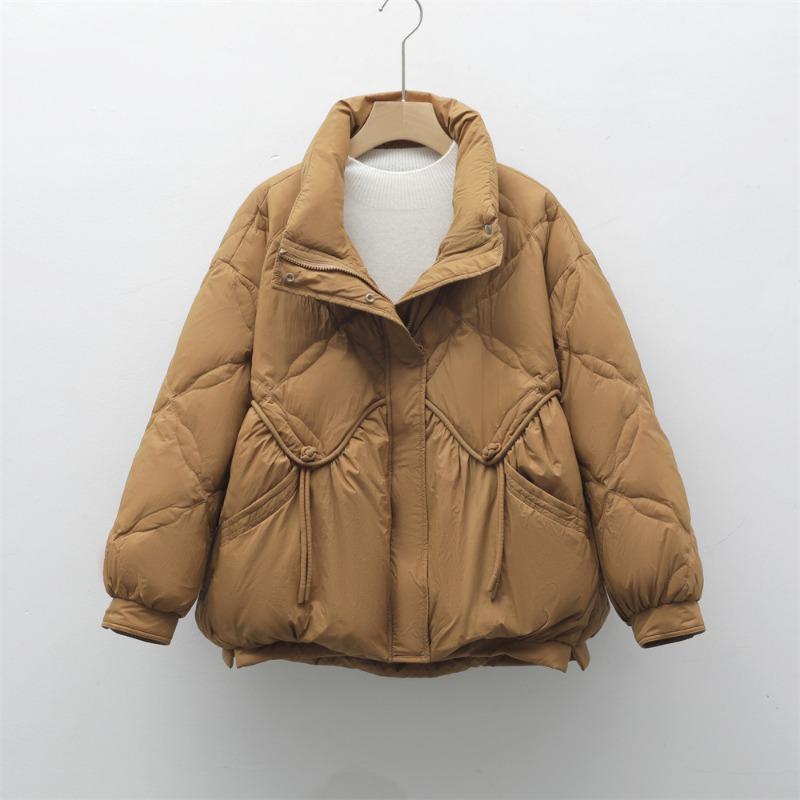 Feather 90 White Duck Down New National Standard Autumn and Winter New Stand-up Collar Solid Color Simple Down Jacket Women