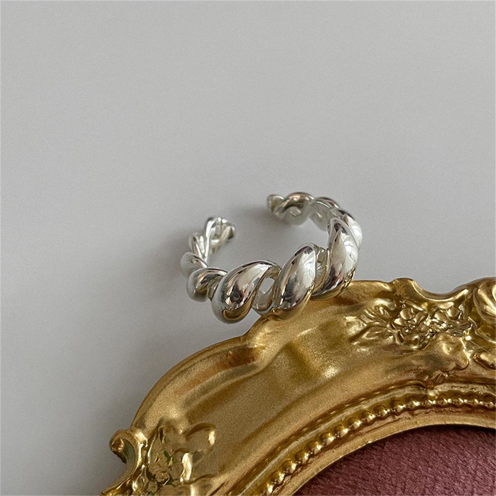 S925 Sterling Silver Korean Style Adjustable Open Ring for Women - Niche Light Luxury Trendy Colorfast High-End Feel