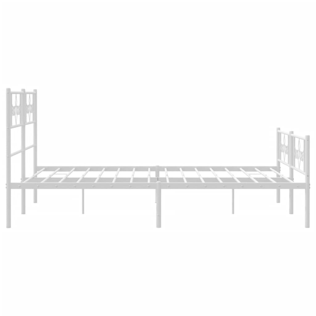 Metal Bed Frame with Headboard and Footboard White 120 x 190 cm
