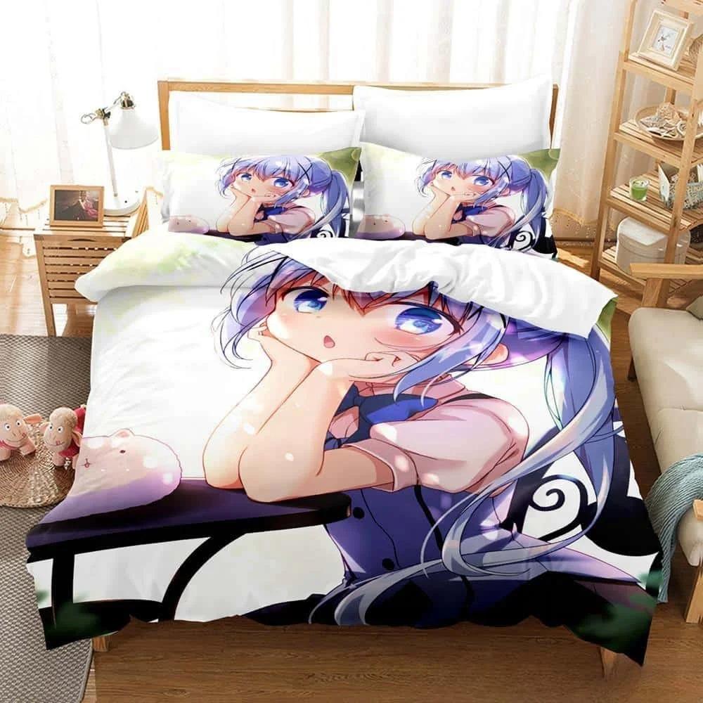 3D Print Anime Is the Order a Rabbit Bedding Set Single Twin Full Queen King Size Bed Set Adult Kid Bedroom Duvet Cover Sets