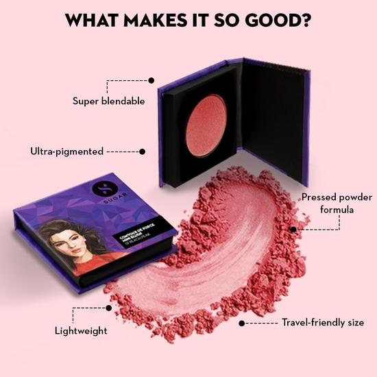 SUGAR Cosmetics Contour De Force Mini Blush for Face | Smooth Texture | Matte & Blendable | Paraben & Cruelty Free | 4gm | Salmon Superstar