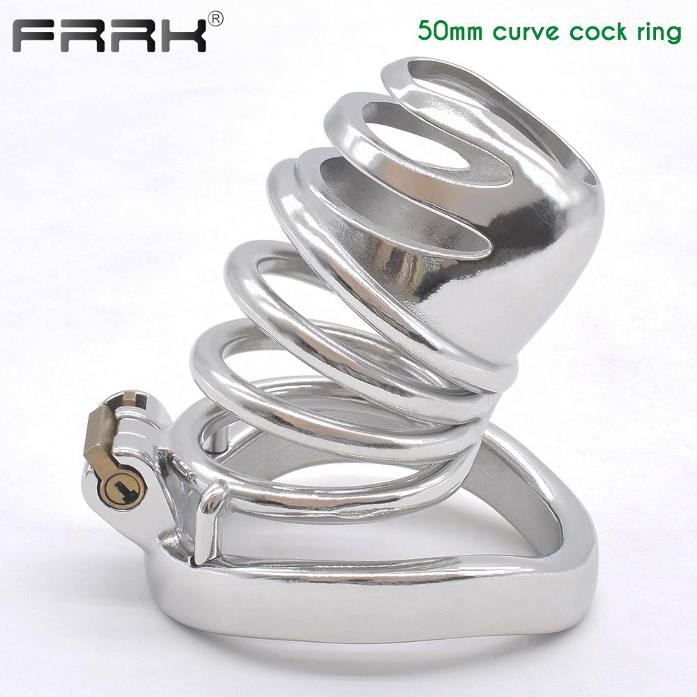 Juguetes sexuales rizados BDSM con cerradura integrada, jaula de castidad de Metal para pájaros, dispositivos de cinturón de Bondage masculino grande, fetiche, anillos para pene a medida, Juguetes