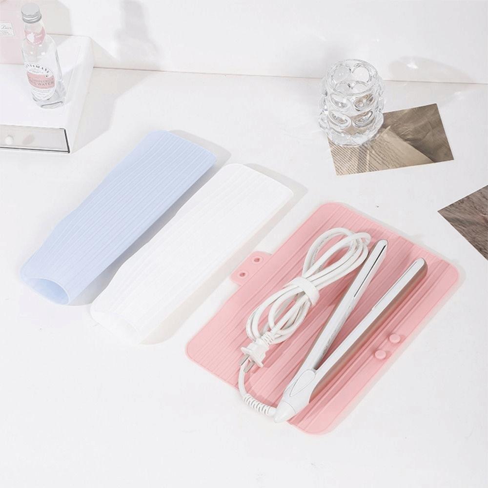 Flat Silicone Heat Resistant Mat Hairdressing Curling Iron Insulation Mat Anti-heat Pads  Women
