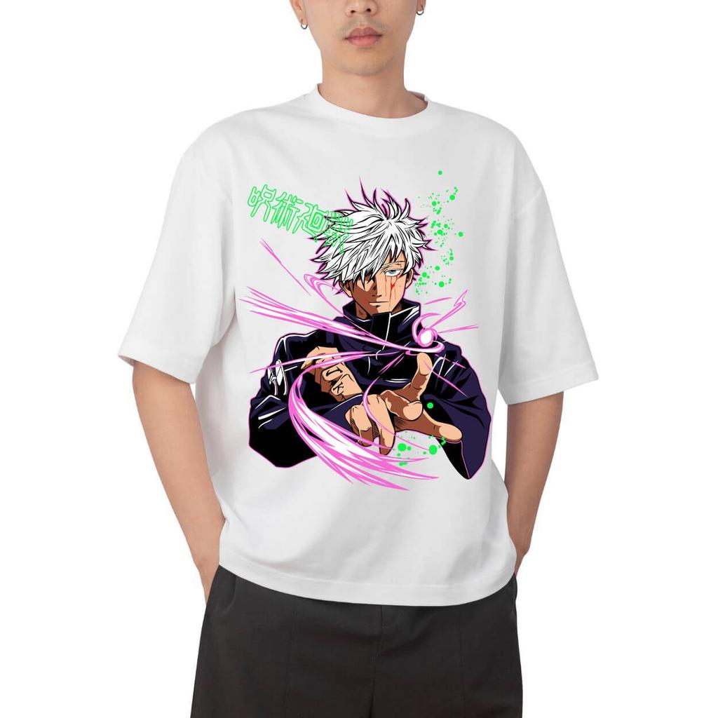 Jujutsu Kaisen Satoru Gojo Hollow Purple Technique Anime Print T Shirt Men 2026 Summer Casual Streetwear Oversized Cotton Tees