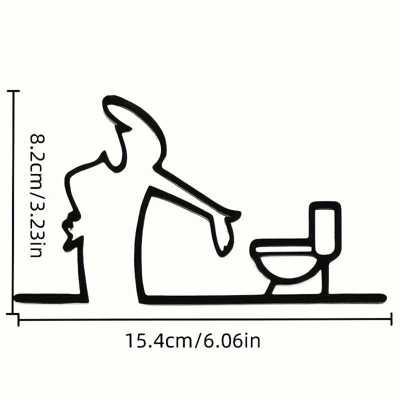 2D Flat High-Quality Metal Wall Door Self-Adhesive Wc Sign Black Frame Modern Home Decor for Bathroom Easy To Install Wall Art