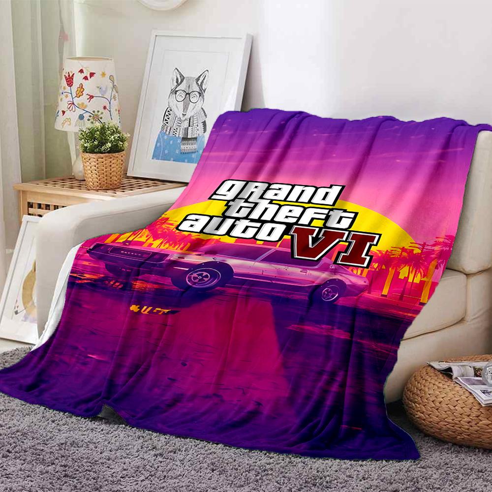 1 Stück Decke - Spiel Grand Theft Auto Aufdruckdesign,Leichte Decke für Sofa,Bett - Weich & Warm,Geschenk für Alle Jahreszeiten