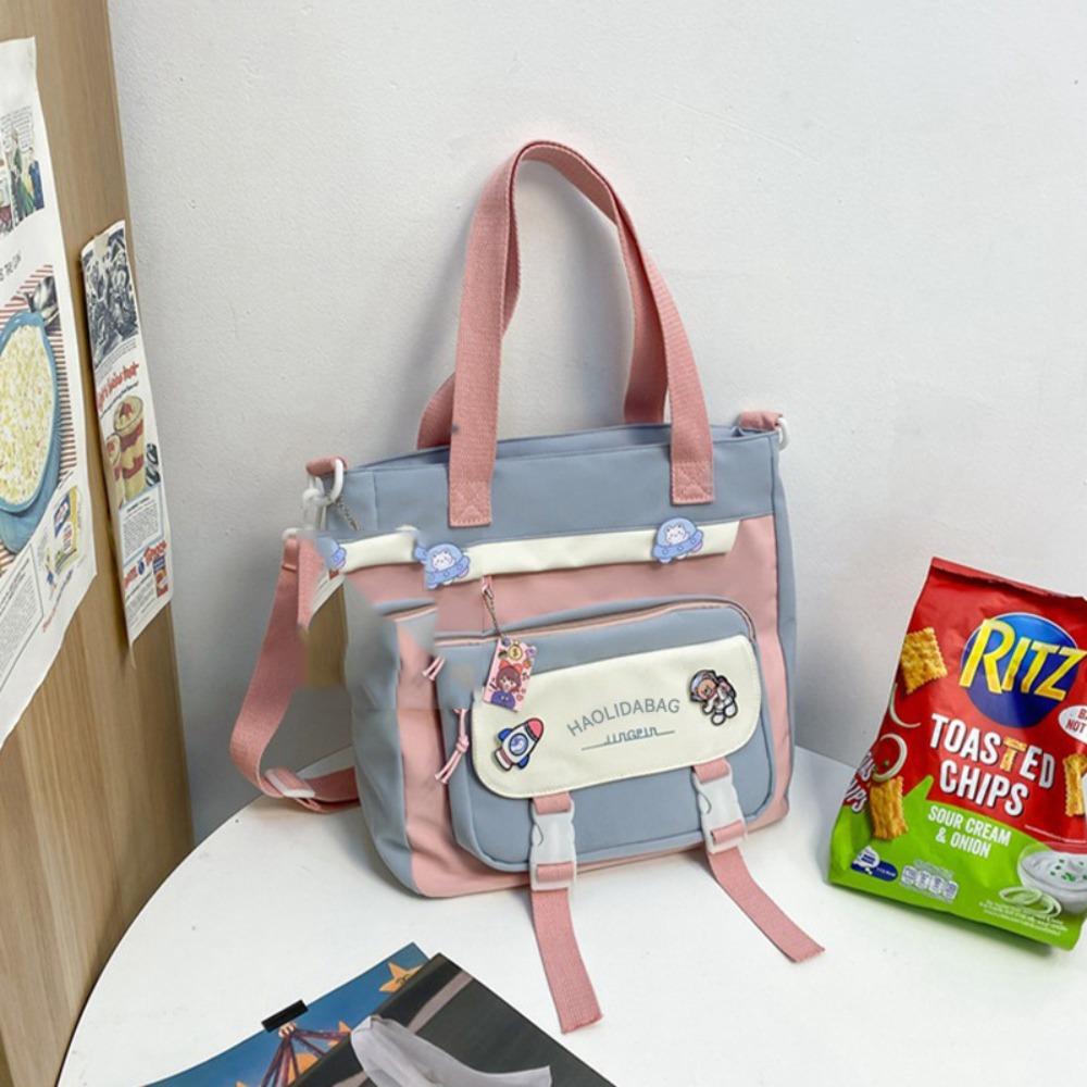 Ins Students School Bags Multi Pockets Large Handbag Cute Teenage Shoulder Bags  Girl