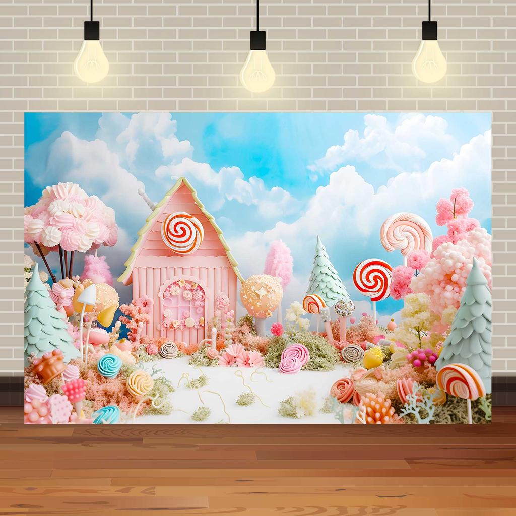Fantasy World Candy House Theme Decoration Background, Fairy Tale Style Studio Photography Children's Portrait Shooting Backdrop