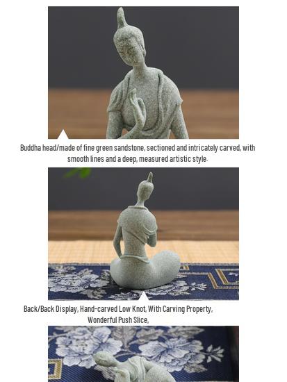 Qing Sha Shi Zen Kuzey Wei Budist Heykeli: Bonsai veya Mikro Peyzaj için Yaratıcı Taş Oymalı Süs.