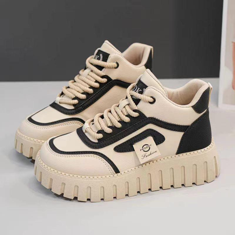 Sneakers female students 2025 new autumn women's shoes high-top small versatile height-increasing white shoes