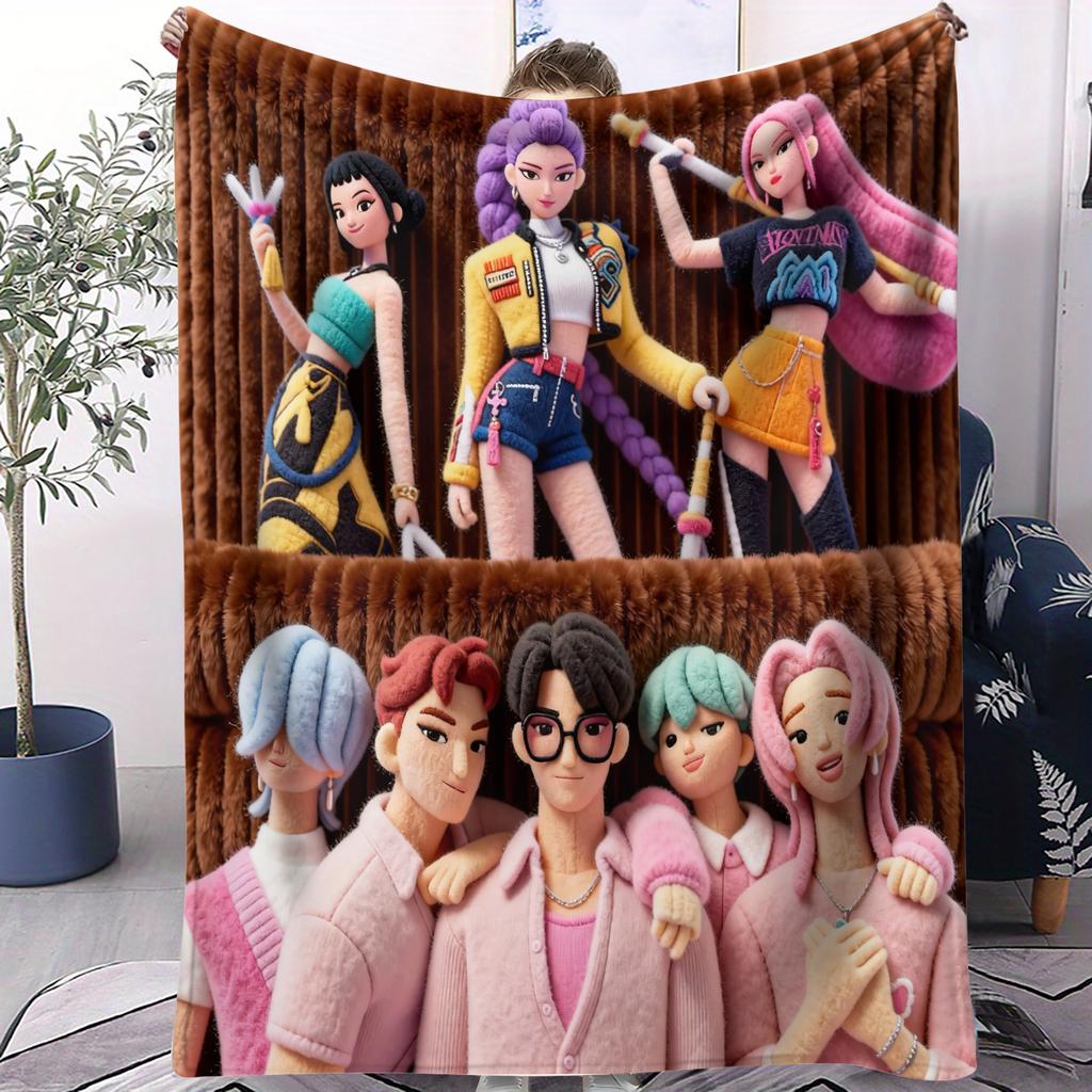 Coperta Demon Hunters KPOP Coperta Calda Anime Coperta Regalo per Fan Adatta per Casa Tempo Libero Campeggio Viaggio Coperta Multifunzionale